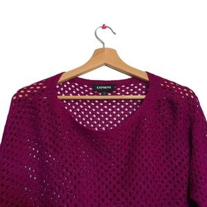 Express large knit magenta purple pullover